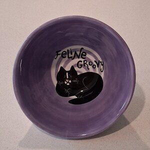 Lorrie Veasey Our Name is Mud Purple Paisley Feline Groovy Bowl